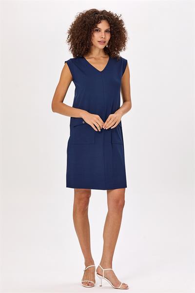 V Yaka Cep Detaylı Elbise 025-2501