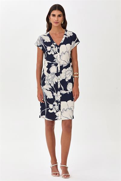 V Yaka Düşük Kol Gömlek Elbise 025-2527