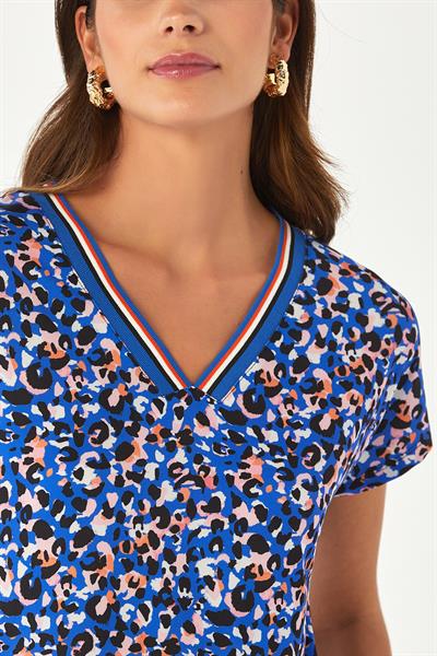 V Yaka Düşük Kol Yakası Triko Bantlı Bluz 024-1014