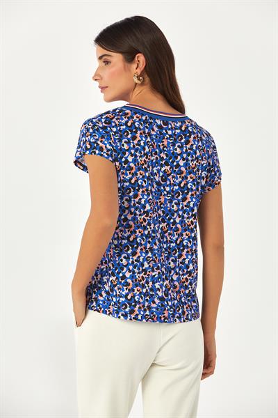 V Yaka Düşük Kol Yakası Triko Bantlı Bluz 024-1014