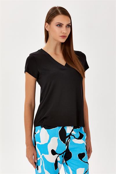V Yaka Kısa Kol Bluz 024-1042