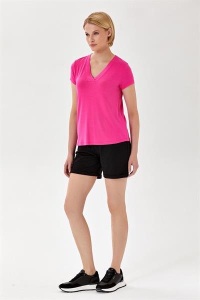 V Yaka Kısa Kol Bluz 024-1042