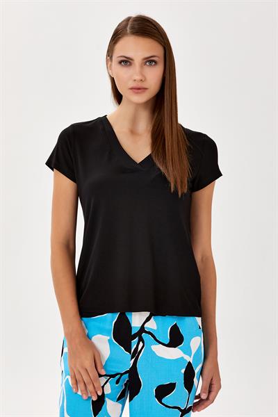V Yaka Kısa Kol Bluz 024-1042