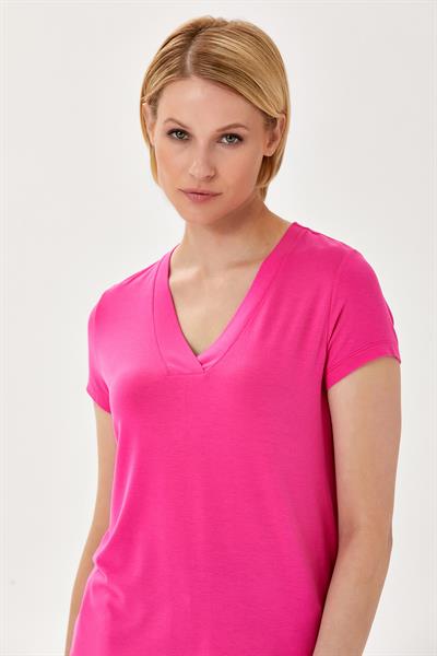 V Yaka Kısa Kol Bluz 024-1042