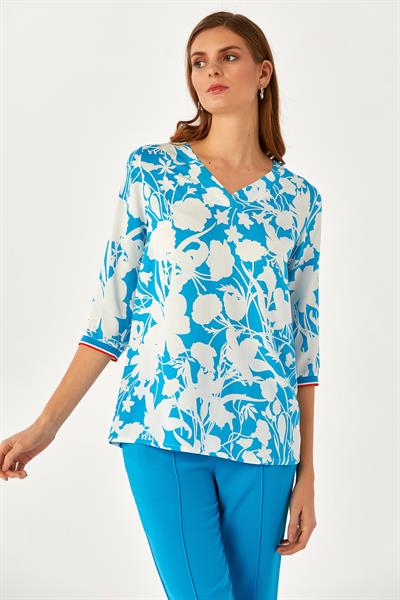 V Yaka ¾ Kol Triko Bantlı Uzun Bluz 024-3003