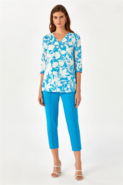 V Yaka ¾ Kol Triko Bantlı Uzun Bluz 024-3003