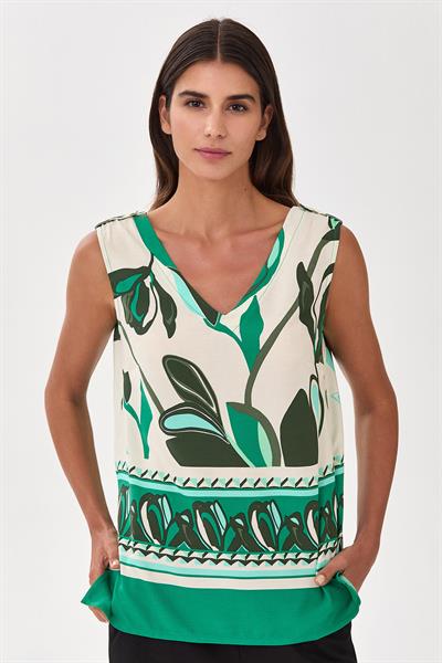 V Yaka Kolsuz Desenli Bluz 025-3017