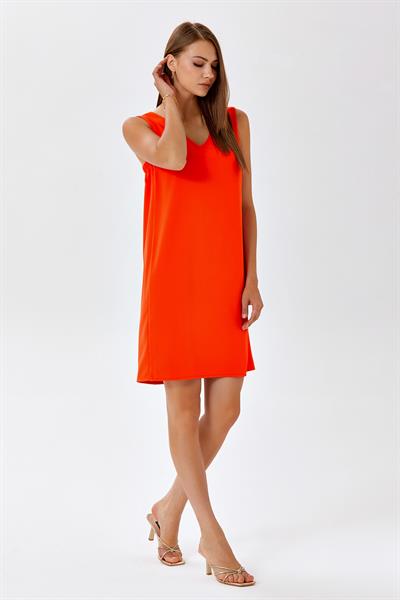 V Yaka Kolsuz Elbise 024-4009