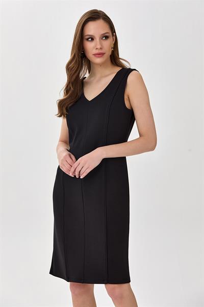 V Yaka Kolsuz Elbise 025-2525