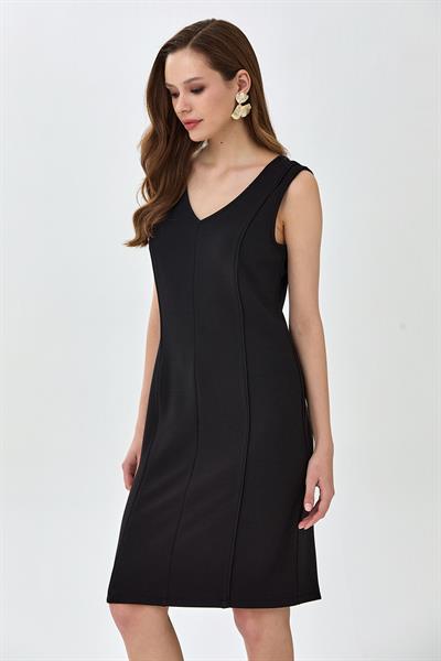 V Yaka Kolsuz Elbise 025-2525