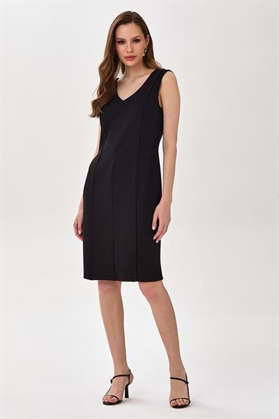 V Yaka Kolsuz Elbise 025-2525