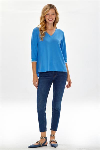 V Yaka Kolu Triko Bantlı Bluz 234-1018