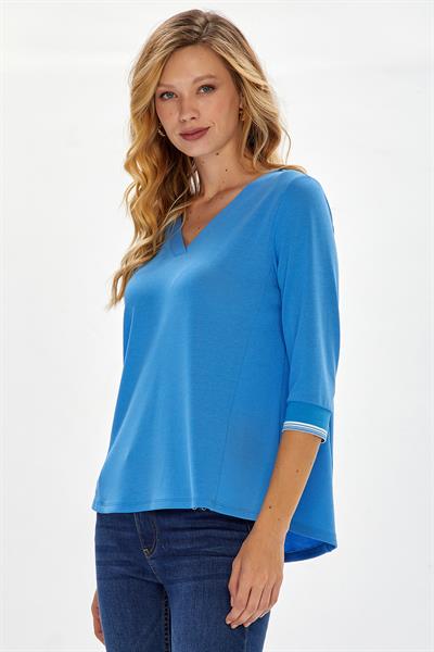 V Yaka Kolu Triko Bantlı Bluz 234-1018