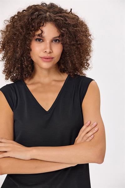 V Yaka Mini Kol Bluz 025-1034