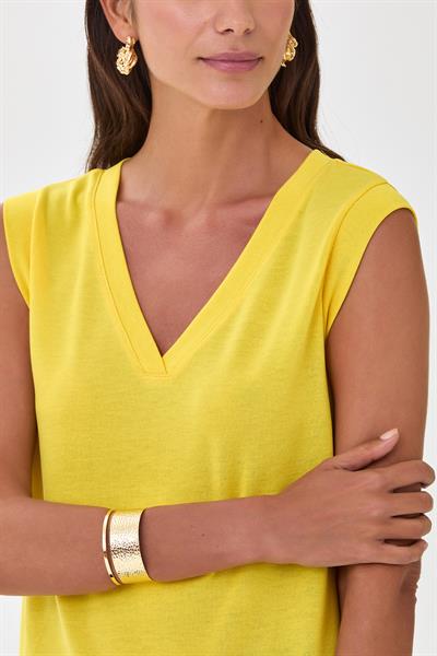 V Yaka Mini Kollu Bluz 025-1010