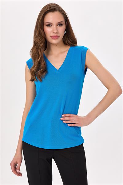 V Yaka Mini Kollu Bluz 025-1010