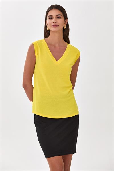 V Yaka Mini Kollu Bluz 025-1010