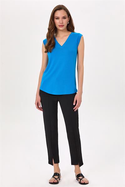 V Yaka Mini Kollu Bluz 025-1010
