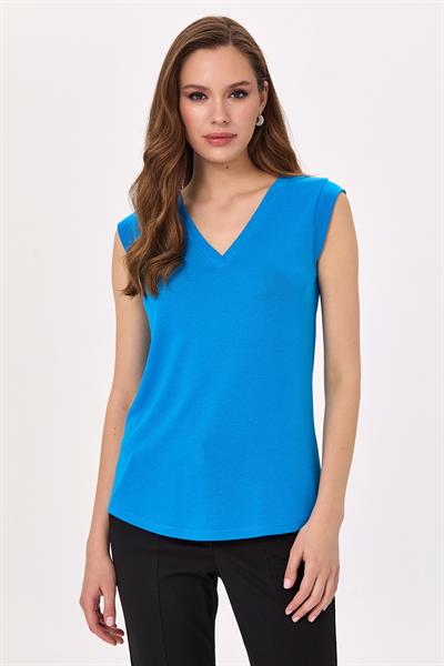 V Yaka Mini Kollu Bluz 025-1010