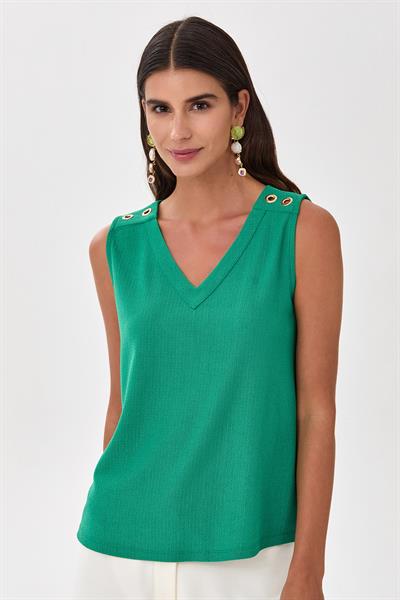 V Yaka Omuzu Kuşgözü Detaylı Bluz 025-1028