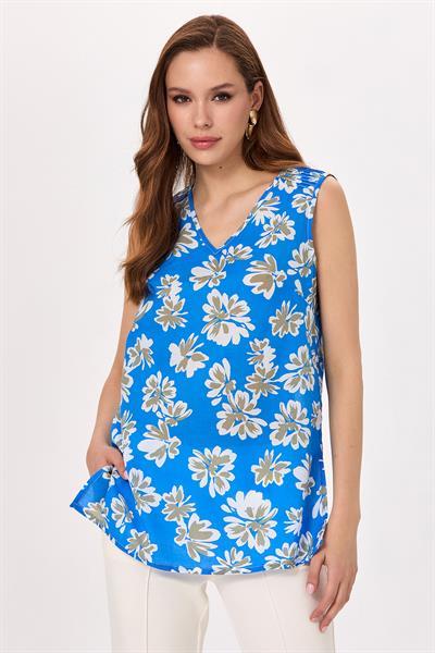 V Yaka Omuzları Nervür Detaylı Bluz 025-3012