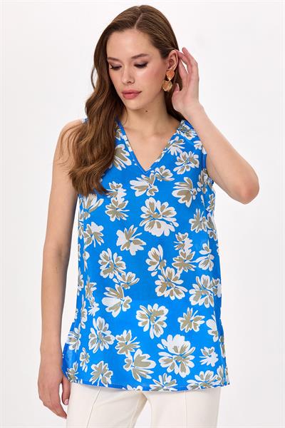 V Yaka Omuzları Nervür Detaylı Bluz 025-3012