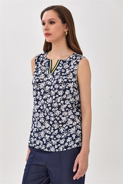 Yakası Triko Bantlı Kolsuz Bluz 025-3010