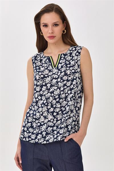 Yakası Triko Bantlı Kolsuz Bluz 025-3010