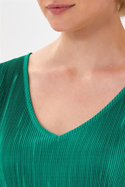 V Yaka Pliseli Kolsuz Bluz 024-1056