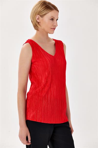 V Yaka Pliseli Kolsuz Bluz 024-1056
