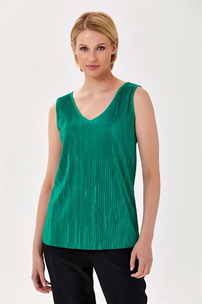 V Yaka Pliseli Kolsuz Bluz 024-1056