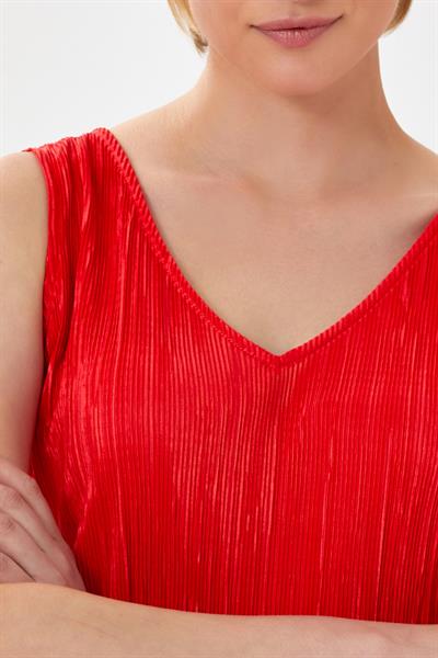 V Yaka Pliseli Kolsuz Bluz 024-1056