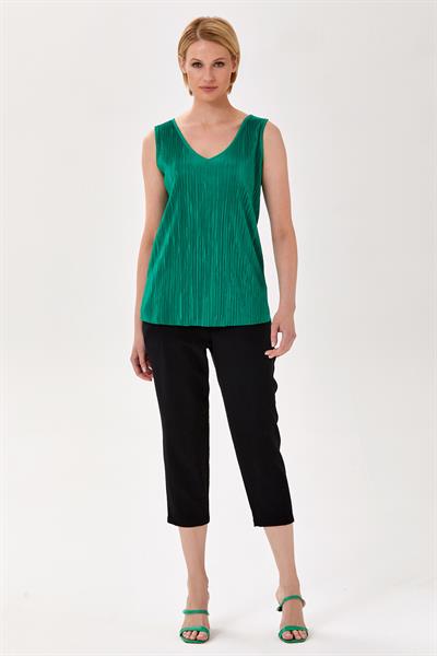 V Yaka Pliseli Kolsuz Bluz 024-1056