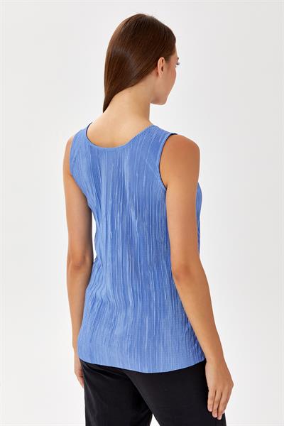 V Yaka Pliseli Kolsuz Bluz 024-1056