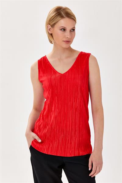V Yaka Pliseli Kolsuz Bluz 024-1056