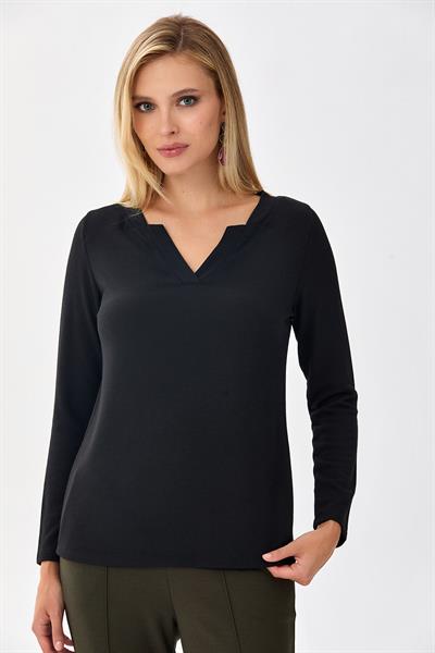 V Yaka Uzun Kol Bluz 256-1009