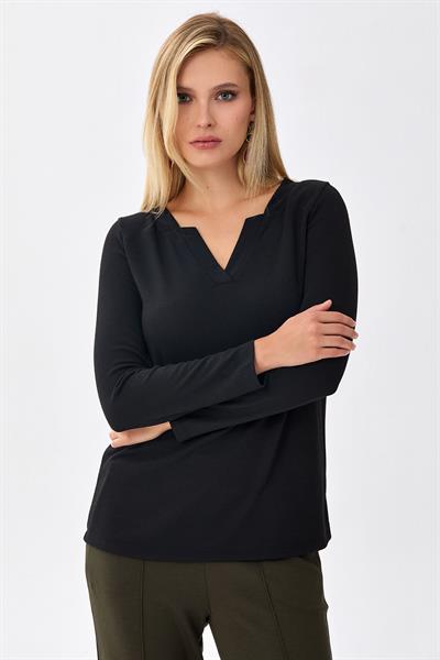V Yaka Uzun Kol Bluz 256-1009