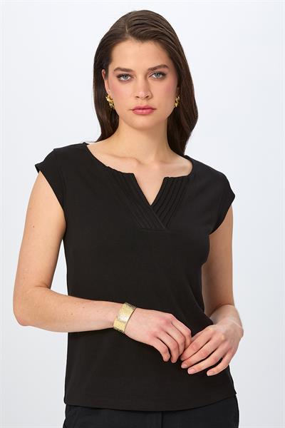 V Yaka Yakası Nervür Detaylı Bluz 026-1005
