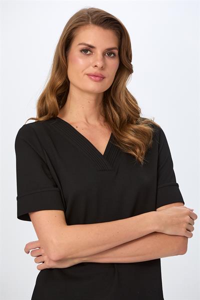 V Yaka Yakası Nervür Detaylı Kısa Kol S-Shirt 026-2114