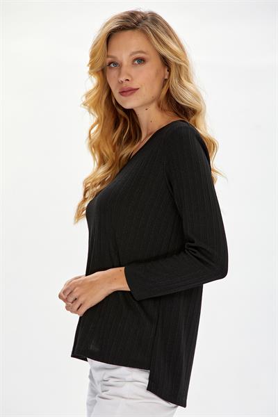 V Yaka Yanı Çıtçıtlı Uzun Kol Bluz 234-1711