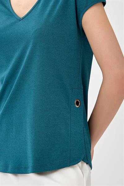 V Yaka Yanı Kuşgözü Detaylı Bluz 025-1039
