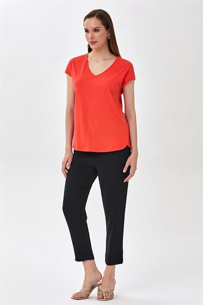 V Yaka Yanı Kuşgözü Detaylı Bluz 025-1039