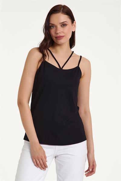 Yakası Çapraz Biyeli Askılı Bluz 023-1072