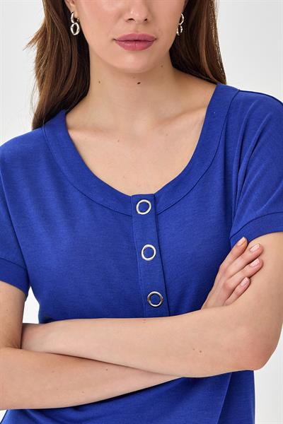 Yakası Çıtçıtlı Düşük Kol Bluz 025-1005
