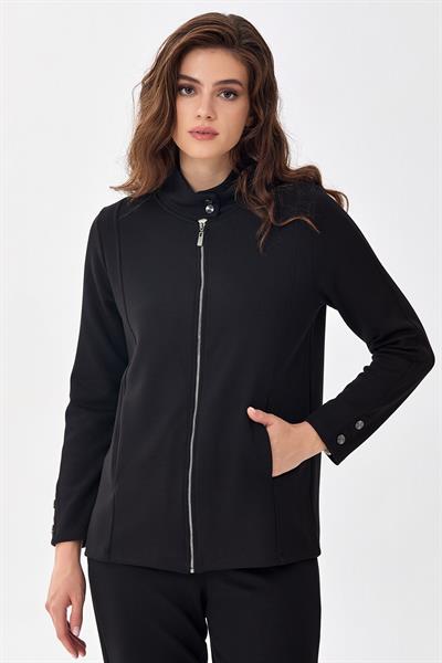 Yakası Çıtçıtlı Önü Fermuarlı S-Shirt 256-2116