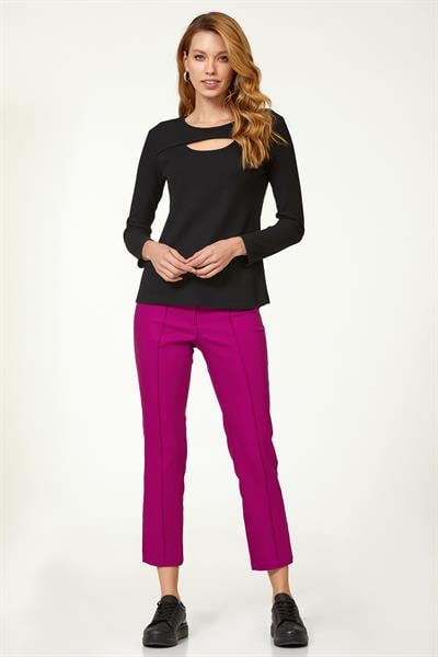 Yakası Cut Out Uzun Kol Triko Bluz 223-1714
