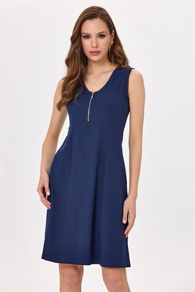 Yakası Fermuarlı Kolsuz Elbise 025-2502