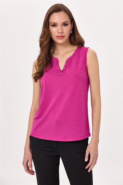 Yakası Kuşgözü ve Biye Detaylı Bluz 025-1019