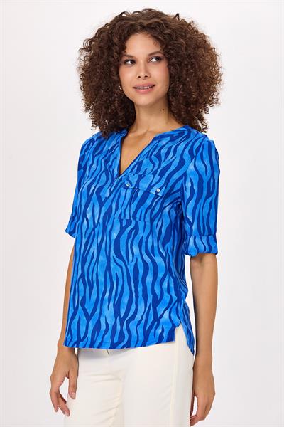 Yakası Patlı Cep Detaylı Bluz 025-3006