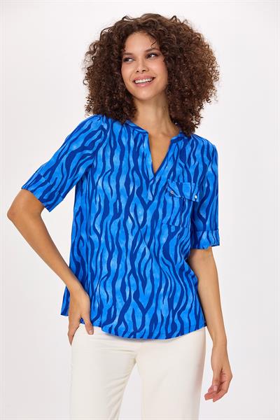 Yakası Patlı Cep Detaylı Bluz 025-3006